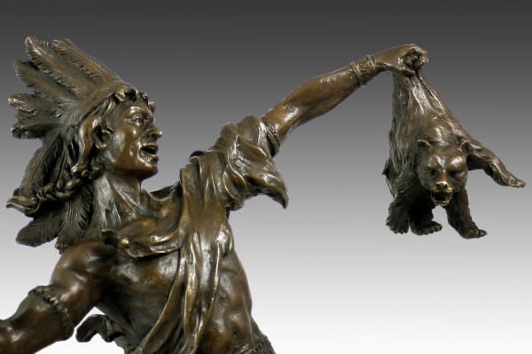 Bronze sculpture - Native American with bear - from Carl Kauba