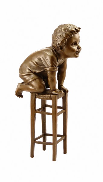 Juan Clara Baby - Children Bronze on a Stool - Art Nouveau Statue