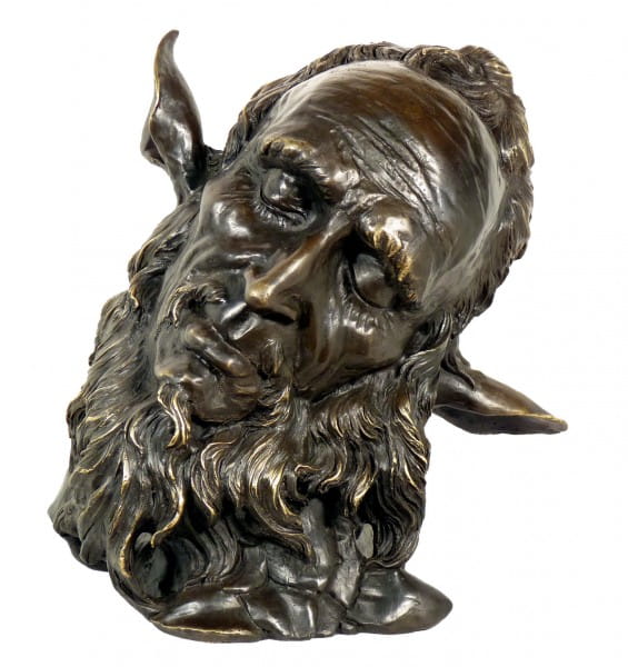 Art Nouveau Bronze Character Head - Faunus - Jean Carries