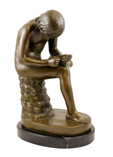Art Nouveau Bronze Sculpture - Boy with Thorn - signed Milo