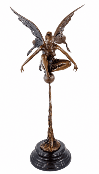 Fairy Statue - Playing Bronze Fairy - sign. Césaro