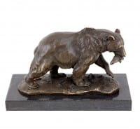 Grizzly Bear with Salmon - Animal Sculpture - Bronze Brown Bear Grizzly Bear with Salmon - Animal Sculpture - Bronze Brown Bear