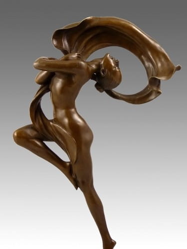 Beautiful Art Nouveau nude bronze dancer from F. Pompon
