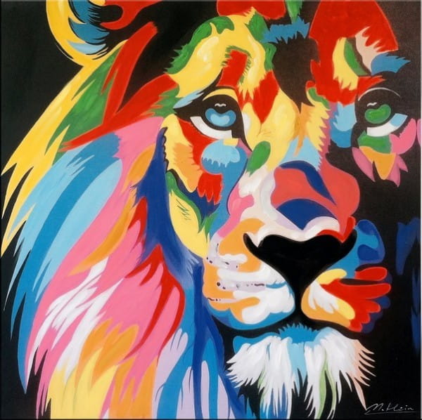 Colourful Pop Art Lion - Modern Acrylic Painting