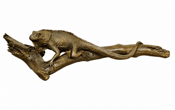 Iguana Sculpture on a Branch - Animal Statue - signed Milo