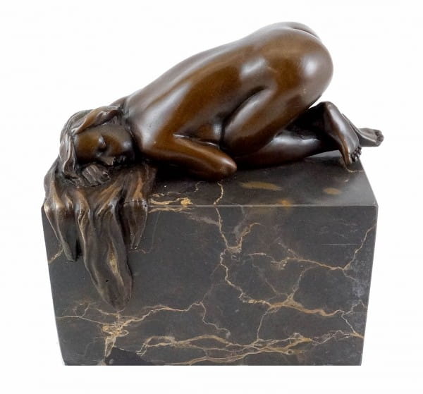 Sleeping Nude on Marble - Erotic Bronze - signed by Milo