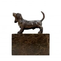 English Hound - Basset Hound Figurine - Signed Milo - Bronze Statues for Sale English Hound - Basset Hound Figurine - Signed Milo - Bronze Statues for Sale