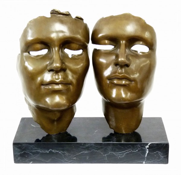 Face Art Mask - Complicity - by Miguel Guía - Bronze Statue