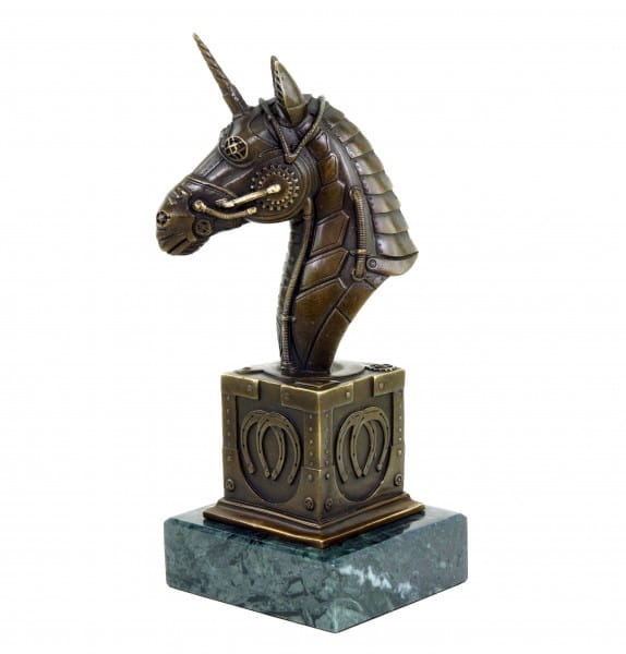 Steampunk Figurine - Unicorn Bust - Limited Bronze by Martin Klein