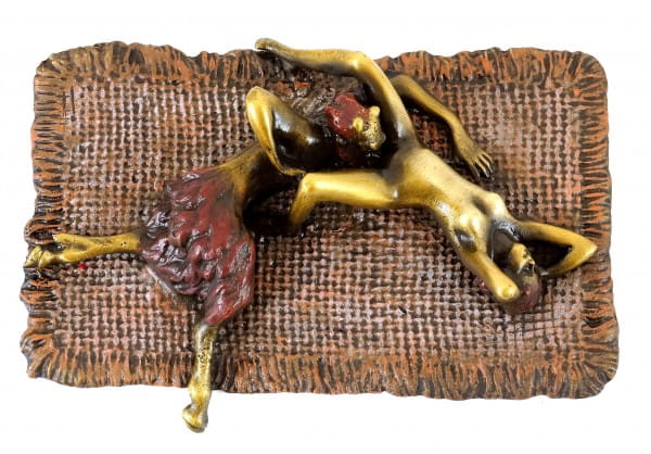 Erotic Bronze - Faun satisfied Virgin - Real Bronze