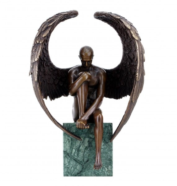 Angel Nude Figurine - Contemporary Bronze Male Nude - Erotic Angel