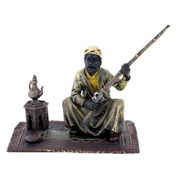 Vienna Bronze Arab Figurine - Arabian Warrior on Carpet - Bergmann