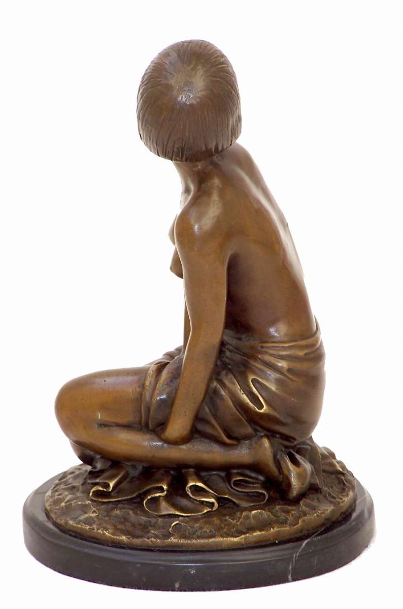 nude Aspasie signed A Gennarelli Art Deco Bronze Sculpture 