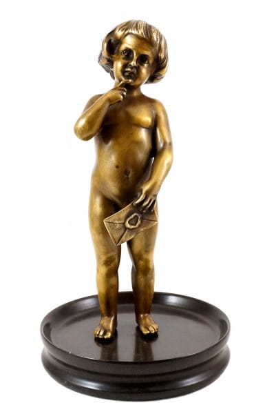 Naked child on business cards shell - Vienna Bronze, Bergmann