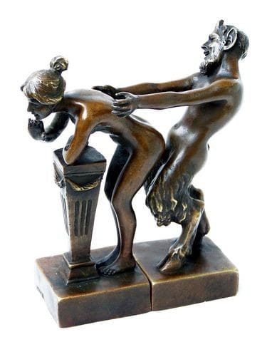 Erotic Vienna Bronze Couple, Satyr and Virgin, 2piece, Bergmann