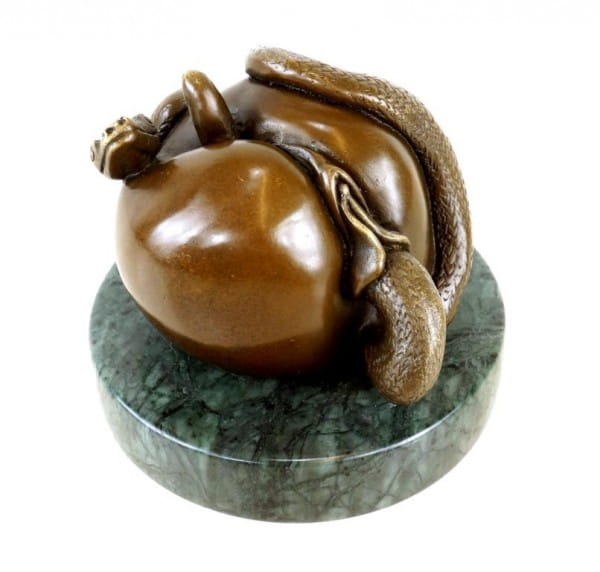 The Forbidden Fruit - Vagina Apple Bronze Figurine - Signed Milo