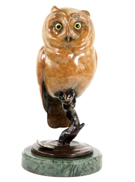 Limited Bronze Animal Figurine - Owl - Brown Owl - signed Milo