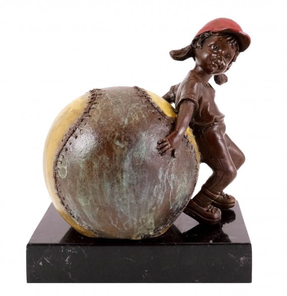 Bronze figure - Girl with baseball - sign. Martin Klein