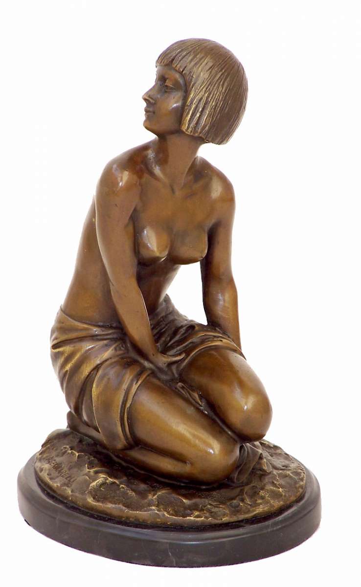 nude Aspasie signed A Gennarelli Art Deco Bronze Sculpture 