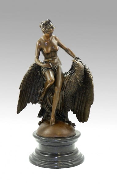 Art Nouveau Bronze Sculpture - Virgin with Eagle - L. C. Buhot