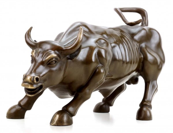 Wall Street Bull / Sculpture - Bronze Stock Exchange - Charging Bull - Signed