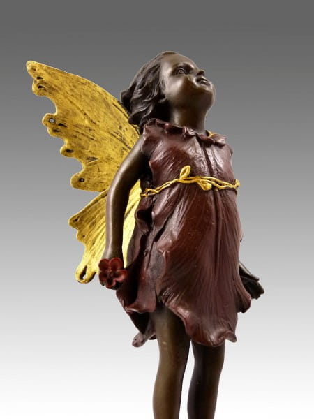 Lovely bronze figure - standing fairy elfin - signed Milo
