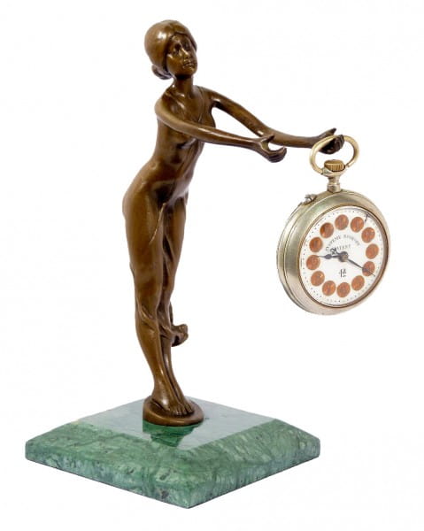 Art Nouveau Bronze Pocket Watch Holder - Bruno Zach