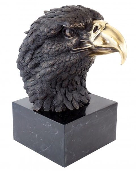 Bronze Eagle Statue - Eagle Head - Marble Base