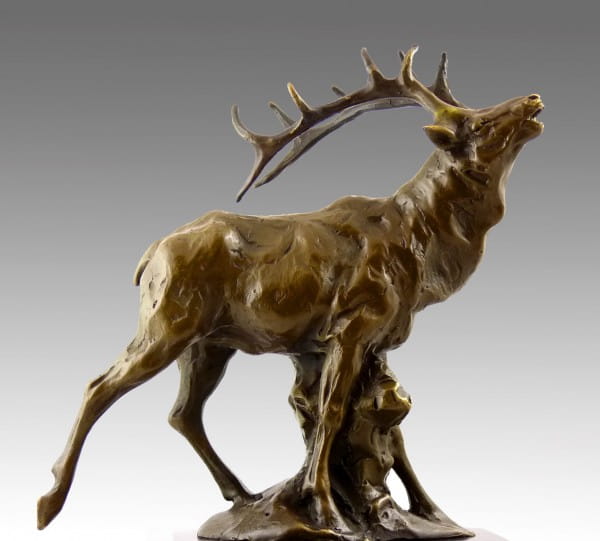 Superb Deer Bronze - the bellowing stag - signed by Milo