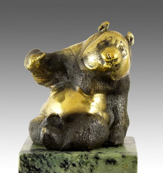Cute animal bronze sculpture - The Panda - created by Milo