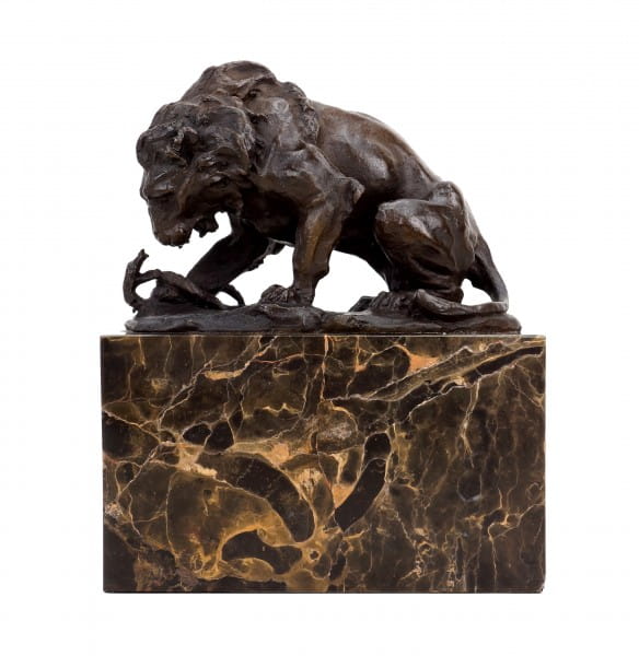 Bronze Sculpture - Lion and Serpent (1838) - A.Barye