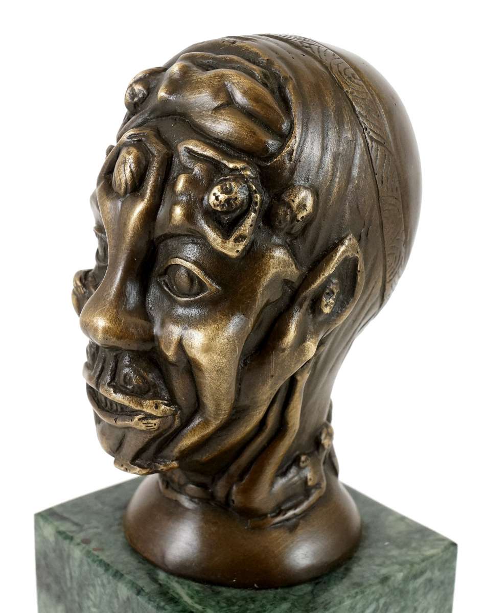 nudesm Bronze Figure - Head with relief-like Female Nudes - M. Klein