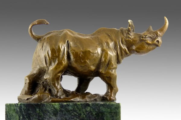 Authentic Bronze Sculpture - Rhinoceros - created by Milo