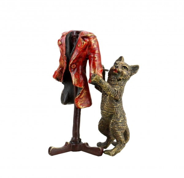 The Cat’s New Clothes - Hand Painted Vienna Bronze Cat - Stamped