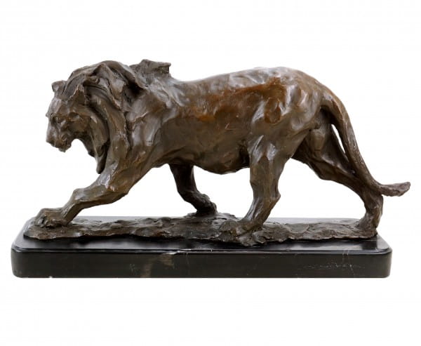 Limited Bronze Animal Figurines - Walking Lion - Signed Bugatti