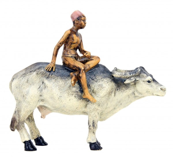 Vienna Bronze - Arabian Boy Riding a Water Buffalo - Bergmann