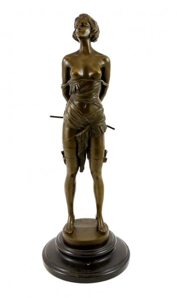 Erotic Bronze Figure - Girl with Riding Corp - sign. Bruno Zach