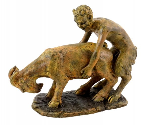 Faun with Goat - Vienna Bronze - Bergmann stamp, 2-piece