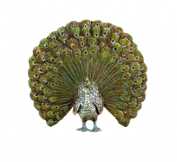 Vienna Bronze Peacock - Stamped - Animal Figurine - Miniature Bronze