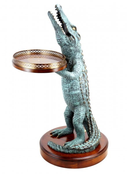 Art Deco - Crocodile Table - A. Stevens - Whiskey Table - Crocodile Figurine