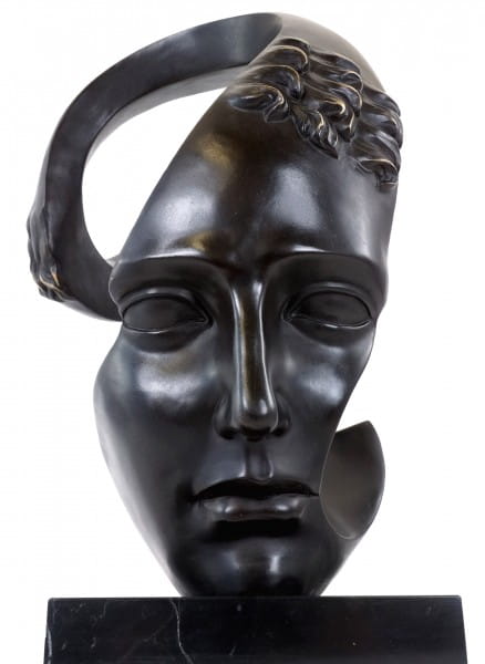 Face Art Mask - Bronze Sculpture - Sorrow - signed M. Klein