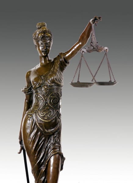Mythology bronze sculpture - Lady Justice - signed Mayer