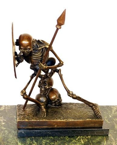 Modern Art Bronze on Marble - Skeleton Warrior - Milo