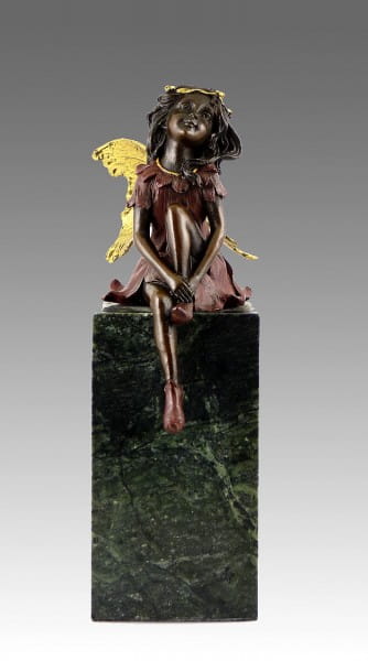 Lovely bronze figure - sitting fairy elfin - signed Milo
