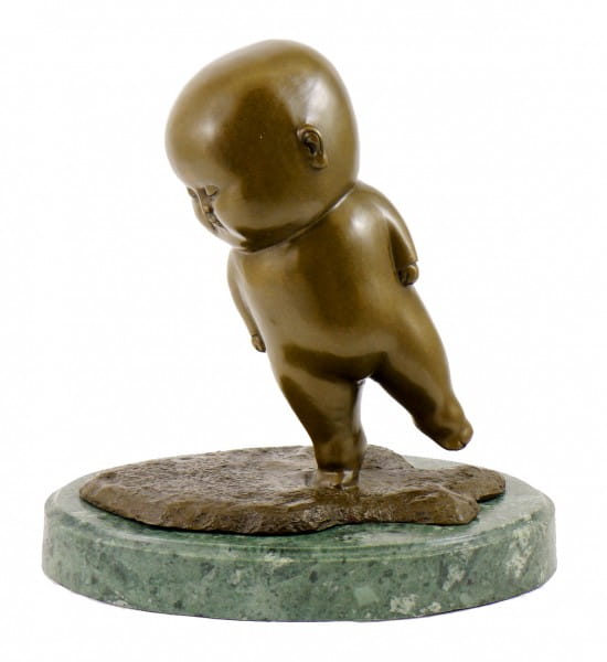 Modern Bronze Figurine - Staggering Fat Boy, sign. M. Klein