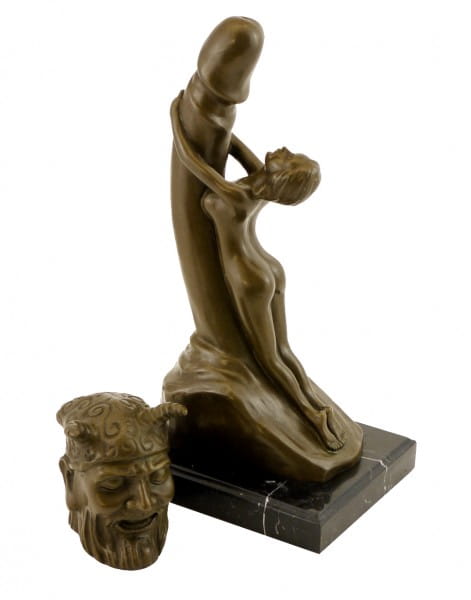 Two-piece erotic Bronze - Phallus worshipping Woman