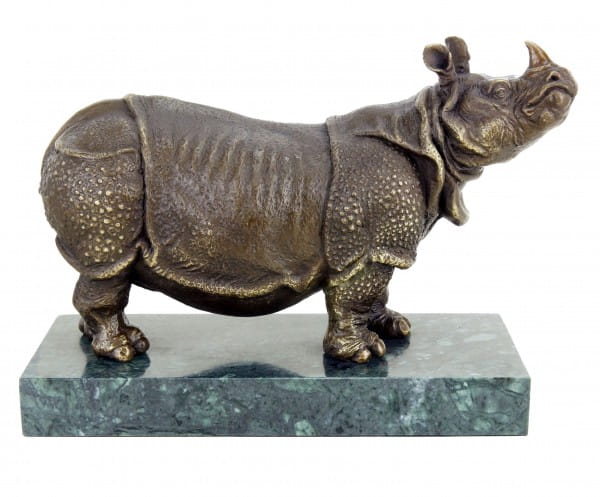 Rhinoceros Bronze Figurine by Rembrandt Bugatti - Animal Rhino Statue