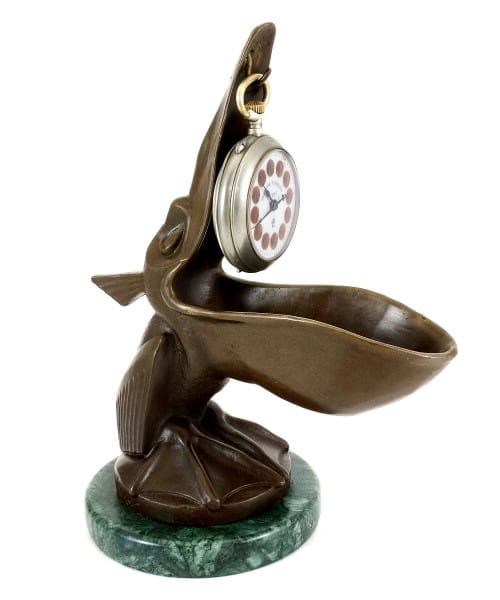 Art Deco Clock Stand - Pelican Model - Signed by Verler
