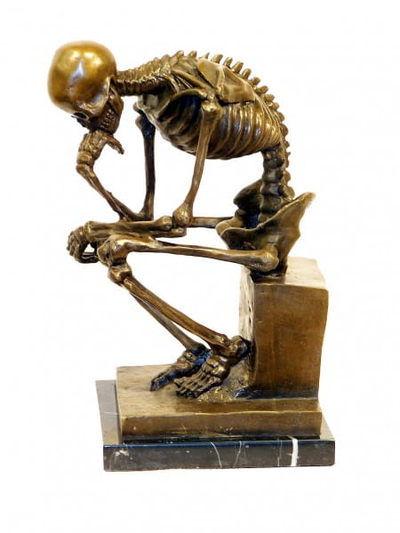 Modern Art Bronze on Marble -Skeleton (The Thinker) after Rodin