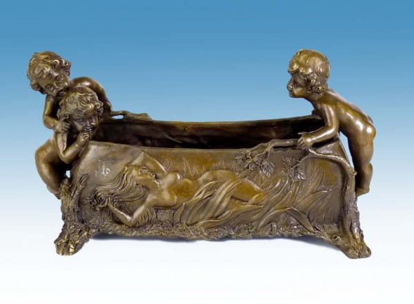 Art Nouveau Vase - Bowl with putti - signed Milo